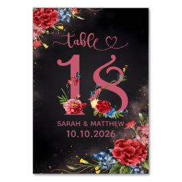 Tarjeta Número 18 de Mesa de Boda Floral Rosado