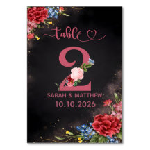 Tarjeta Número 2 de Mesa de Boda Floral Rosado