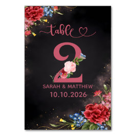 Tarjeta Número 2 de Mesa de Boda Floral Rosado