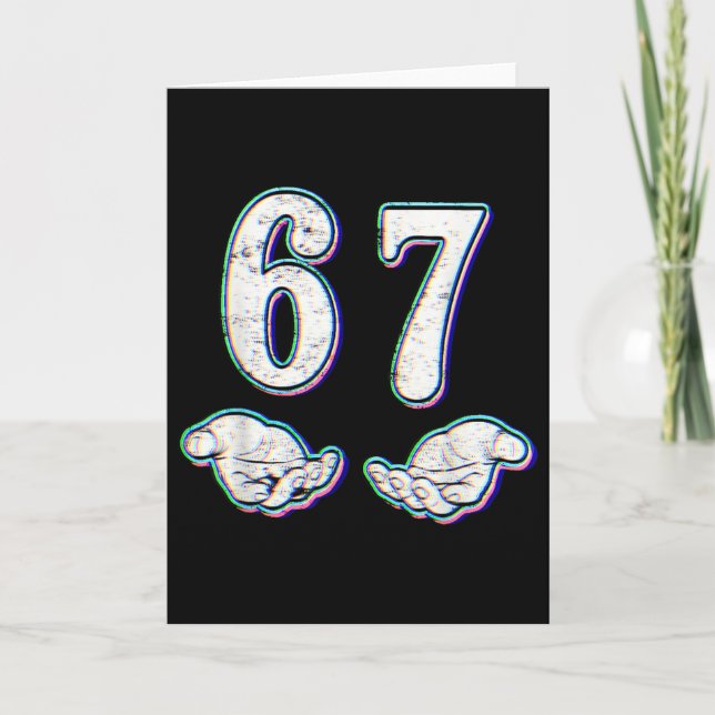 Tarjeta Número 67 coincidente Seis Siete 6 7 Meme 6-7 Hall (Anverso)
