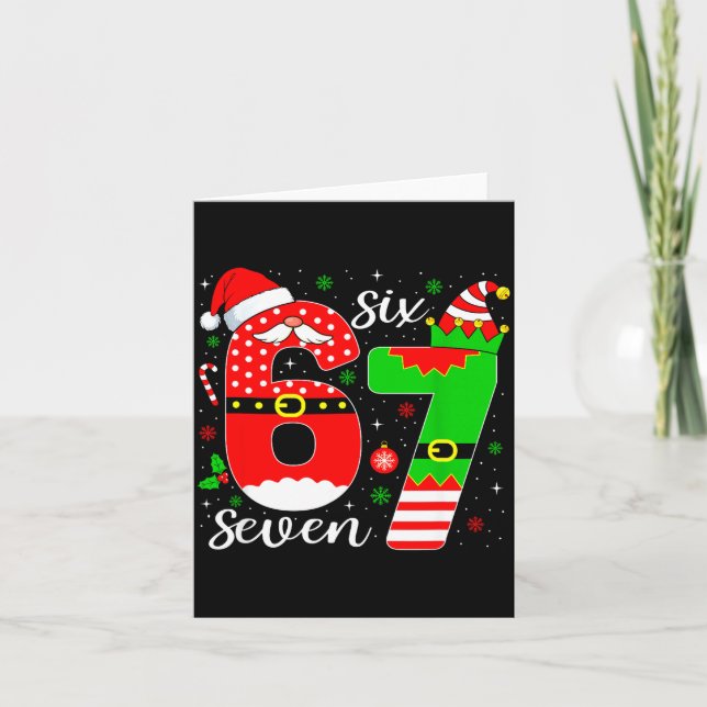 Tarjeta Número 67 Matching Six Seven 6 7 Meme 6-7 Navidad (Anverso)