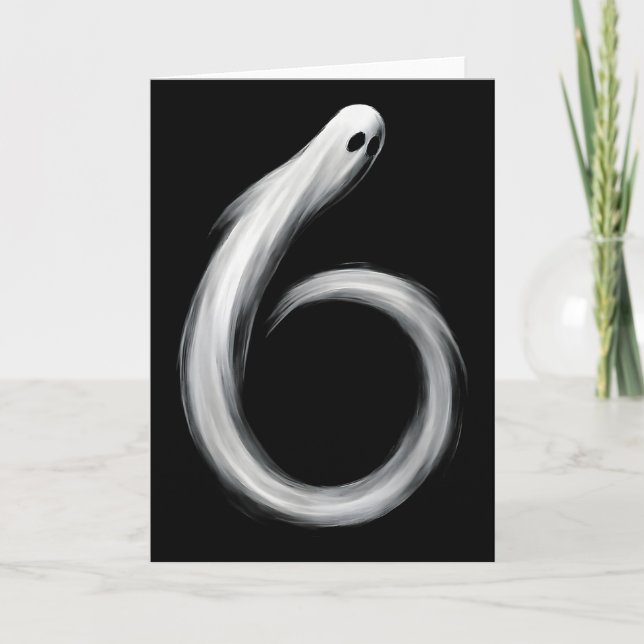 Tarjeta Número 6 Fantasma Divertido Seis Siete 67 Hallowee (Anverso)