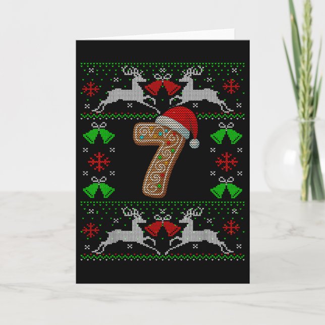 Tarjeta Número 7 67 Meme Divertido Suéter Feo de Navidad (Anverso)