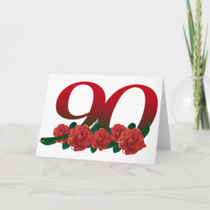 Tarjeta Número 90 o 90 cumpleaños floral