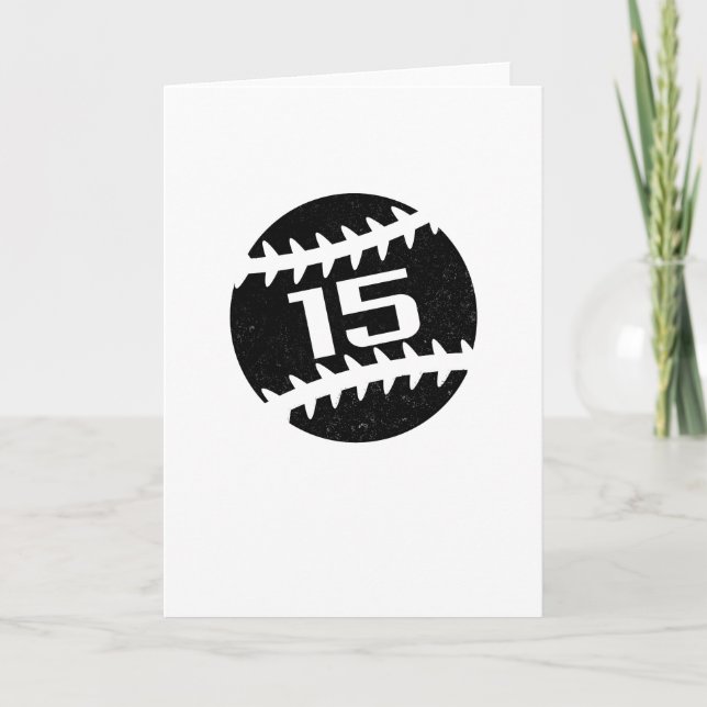 Tarjeta Número de béisbol de 15 años Cumpleaños (Anverso)