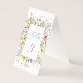 Tarjeta Número de Mesa de Boda con Acuarela Floral – Elega