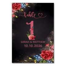 Tarjeta Número de Mesa de Boda Floral Rosado 1