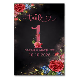 Tarjeta Número de Mesa de Boda Floral Rosado 1