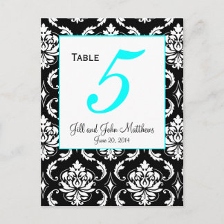 Tarjeta numero de mesa de la mesa de la boda elega