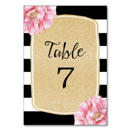 Tarjeta número de mesa de Moda floral / Champagne