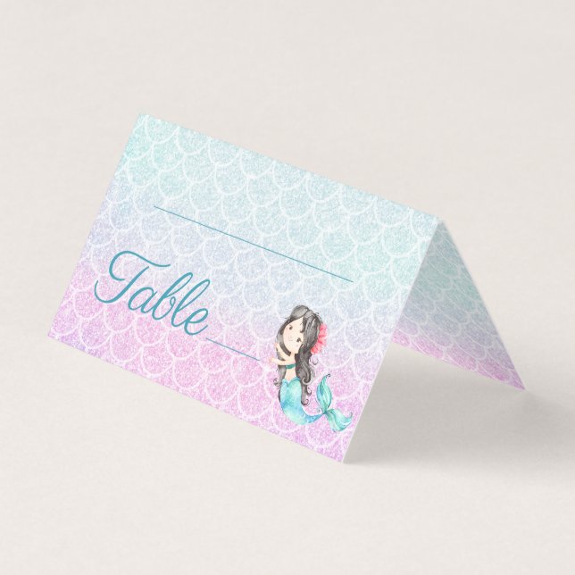 Tarjeta Número de tabla Baby Shower del Chica Purple Merma (Anverso)