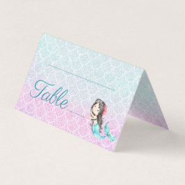 Tarjeta Número de tabla Baby Shower del Chica Purple Merma