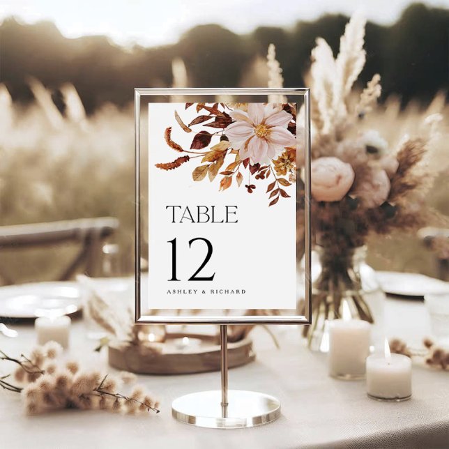 Tarjeta número de tabla Boda de hojas de otoño rus (Subido por el creador)