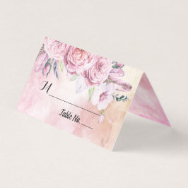 Tarjeta Número de tabla boda Escort Boho Floral & Feathers