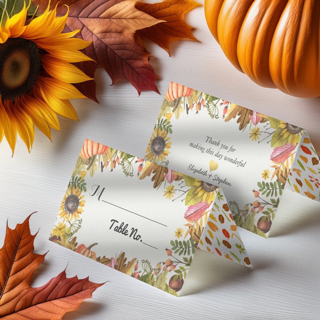 Tarjeta Número de tabla de Boda de calabaza de hojas de ar (Subido por el creador)