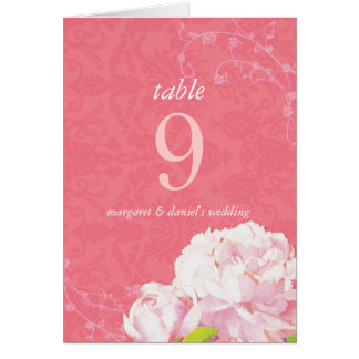 Tarjeta número de tabla de Boda de Peony Elegance 