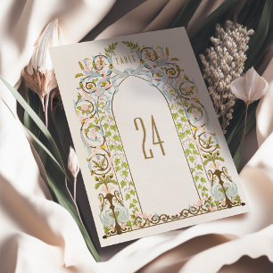 Tarjeta número de tabla de Boda floral real victor