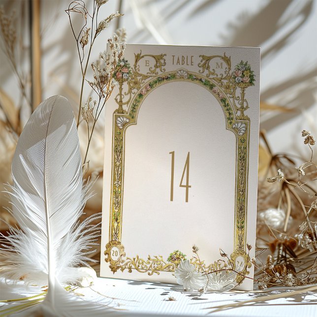 Tarjeta número de tabla de Boda floral real victor (Subido por el creador)
