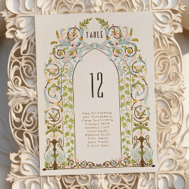 Tarjeta número de tabla de Boda floral real victor
