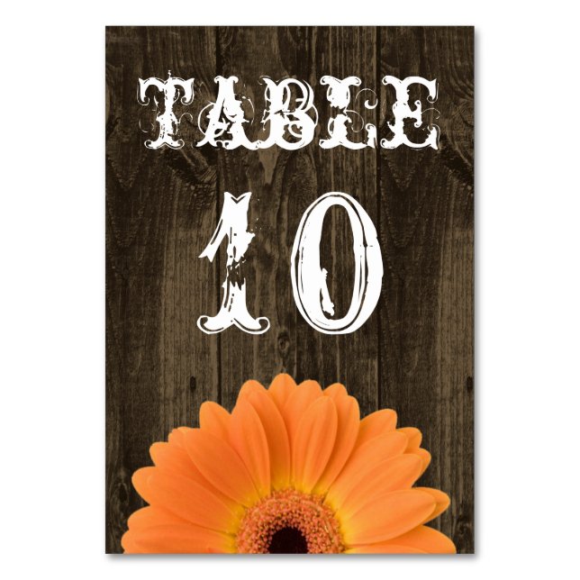 Tarjeta número de tabla de Naranja de madera rústi (Anverso)