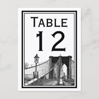 Tarjeta número de tabla NYC Skyline Brooklyn Bridg