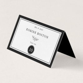 Tarjeta Número simple de mesa elegante en blanco y negro