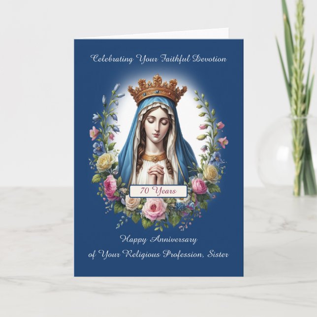 Tarjeta Nun 70 Aniversario de la Profesión Religiosa María (Anverso)