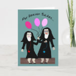 Tarjeta Nun Birthday Card "Sister Fiesta Pants" (Cartas de<br><div class="desc">La tarjeta católica de cumpleaños de la monja,  "Hermana Fiesta Pants",  viene con sus globos a todos los que se reúnen ¡y siempre son rosas!</div>