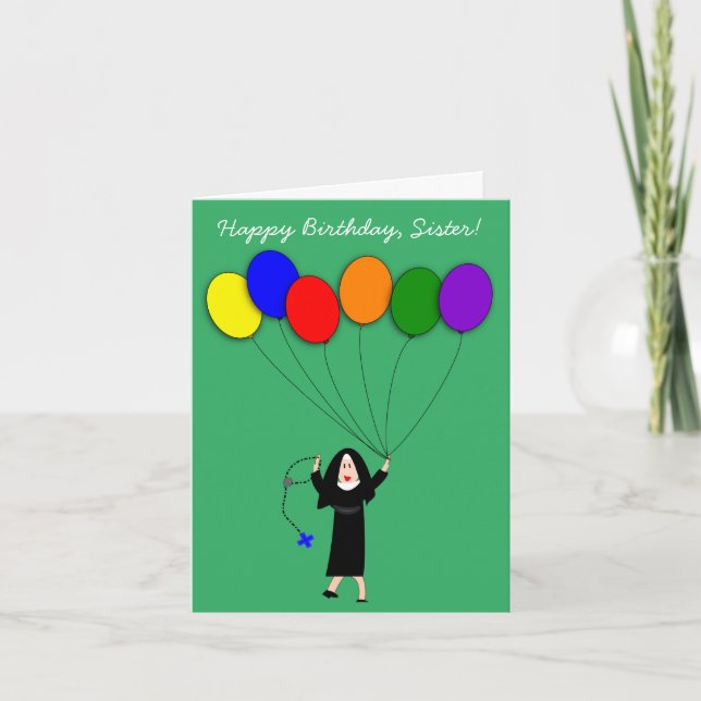 Tarjeta Nun Happy Birthday White (Anverso)