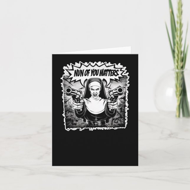 Tarjeta Nun, La Divertida Guerrera Nun, Pegatina De Cómic (Anverso)