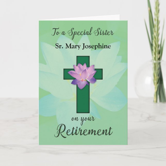 Tarjeta Nun nombre de Personalizable Retirada Flor Lotus e (Anverso)
