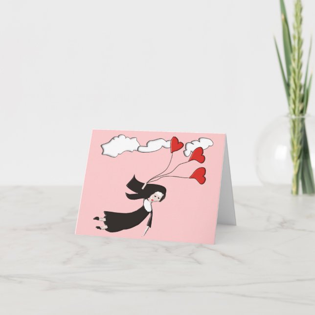 Tarjeta Nun Notecards en blanco dentro de una monja en alz (Anverso)