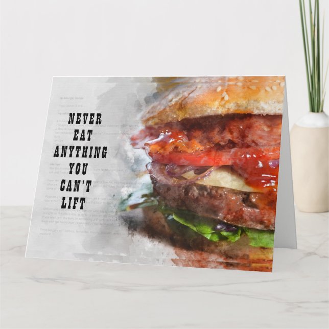 Tarjeta Nunca comas nada que no puedas levantar (Anverso)