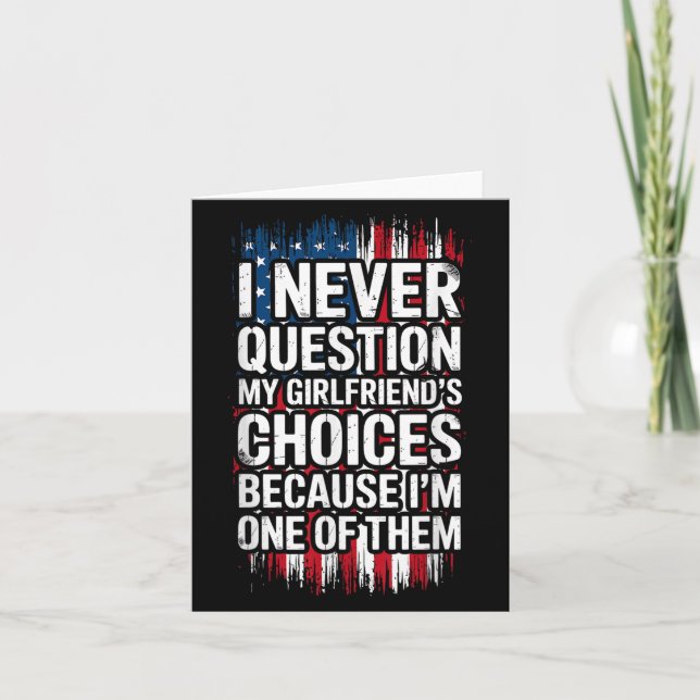 Tarjeta Nunca cuestiono las opciones de mi novia (Anverso)