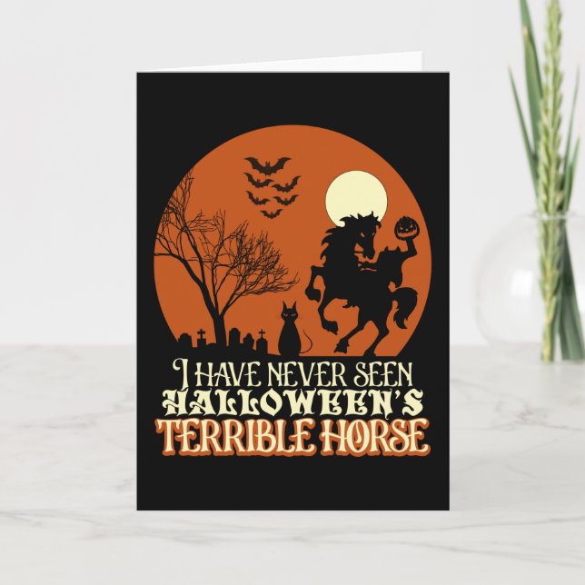 Tarjeta Nunca había visto el terrible caballo de Halloween (Anverso)