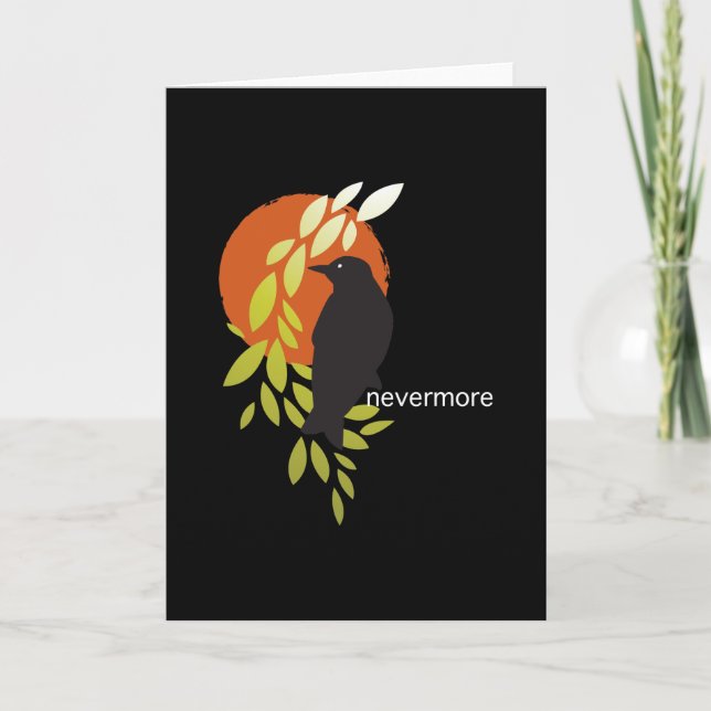 Tarjeta Nunca más - cuervo y luna por el Poe (Anverso)