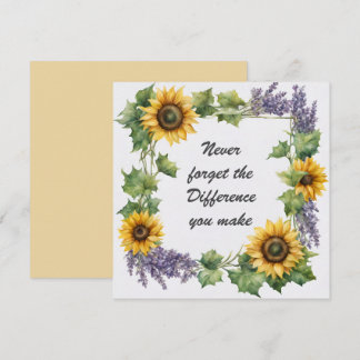 Tarjeta Nunca olvides la diferencia que haces girasol