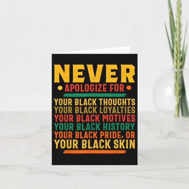 Tarjeta Nunca te disculpes por ser afroamericano negro 1 (Anverso)
