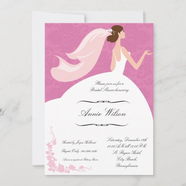 Tarjeta nupcial de la invitación de la ducha en (Anverso)