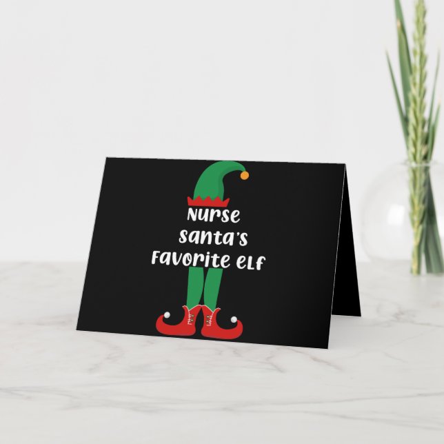 Tarjeta Nurse Santa's Favorite Elf Funny Nurse Christmas (Anverso)