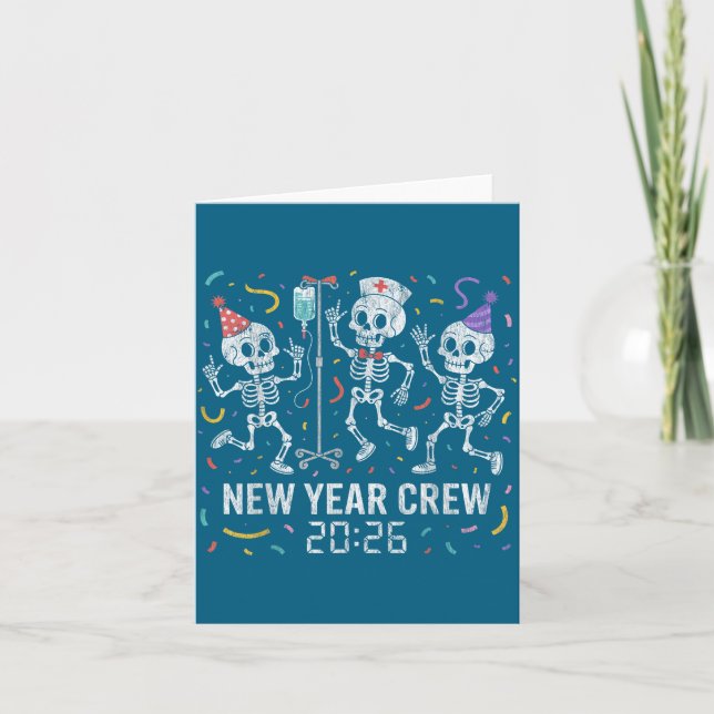 Tarjeta Nurse Skeleton New Year Crew 2026 Funny Er Icu Par (Anverso)