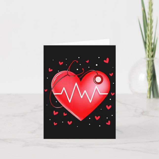 Tarjeta Nurse Valentines Day Heart Stethoscope 2 _1  (Anverso)
