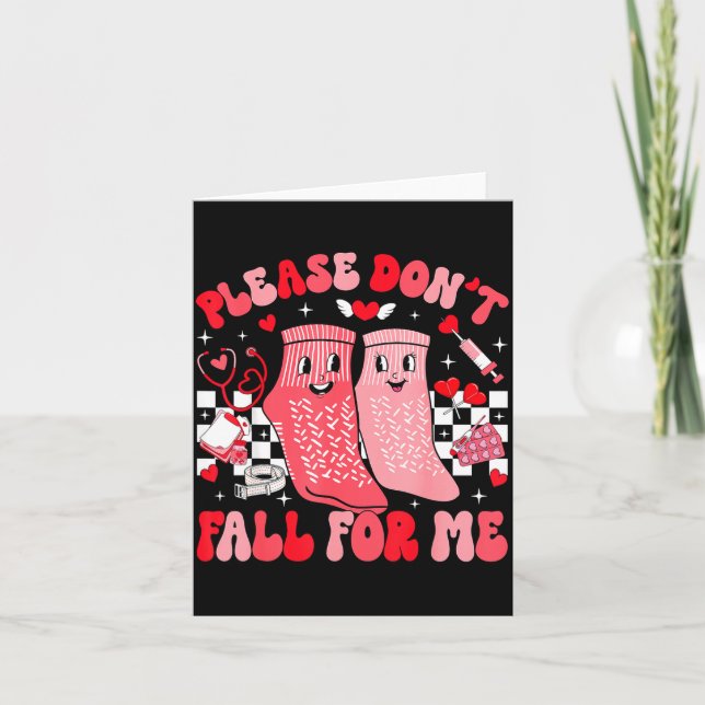 Tarjeta Nurse Valentines Day Non Slip Socks Please Don't F (Anverso)