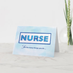 Tarjeta Nurses Day Grfatídico Blue Patterl Word Art