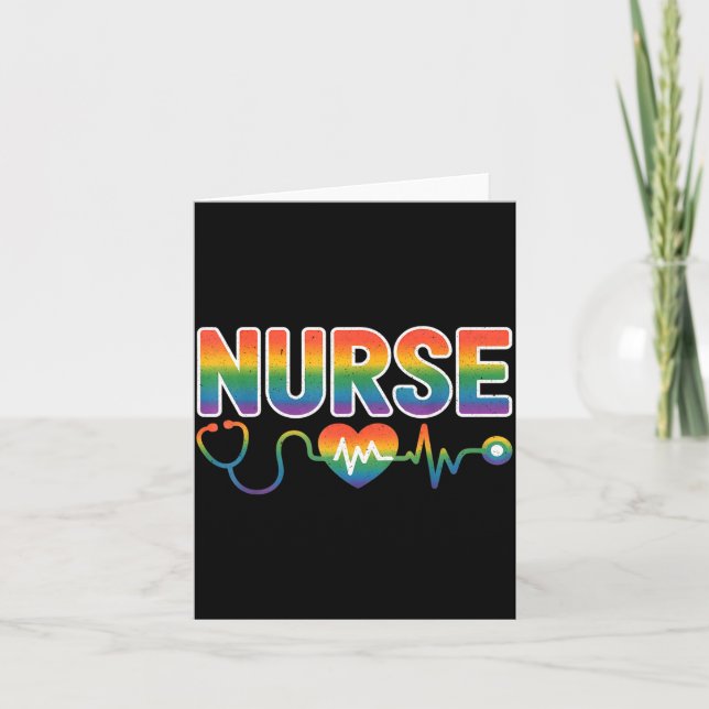 Tarjeta Nurse's Life Lgbt Heart Stethoscope Nurse Week  (Anverso)