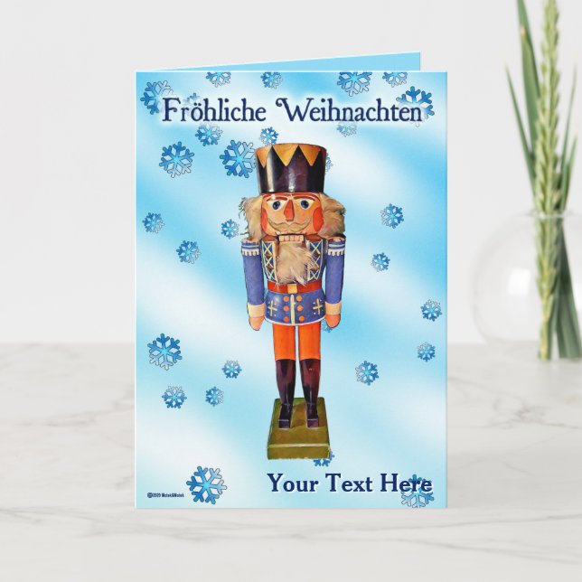 Tarjeta Nutcracker alemán: Fröhliche Weihnachten (Anverso)