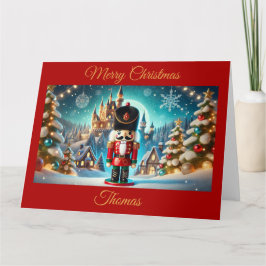 Tarjeta Nutcracker en una aldea de Navidades fantasmas