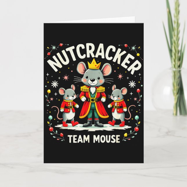 Tarjeta Nutcracker Team Mouse Christmas Ballet Gift Merry  (Anverso)