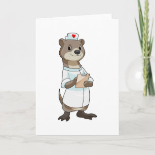 Tarjeta Nutria como enfermera con corazón