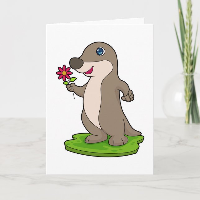Tarjeta Nutria con Flor (Anverso)